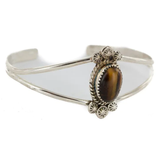 Handmade Navajo .925 Sterling Silver Natural Tigers Eye Native American Bracelet 12584 Handmade Navajo .925 Sterling Silver Natural Tigers Eye Native American Bracelet 12584