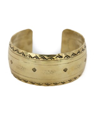 Handmade Mountain Certified Authentic Navajo Brass Native American Bracelet 12871