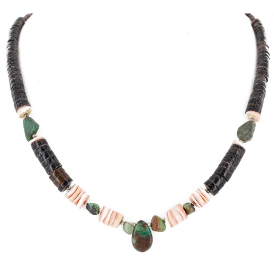 Navajo Certified Authentic .925 Sterling Silver Natural Graduated Heishi Turquoise Native American Necklace 15948-0