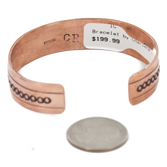 Handmade Mountain Certified Authentic Navajo Pure .925 Sterling Silver Copper Native American Bracelet 12809-3
