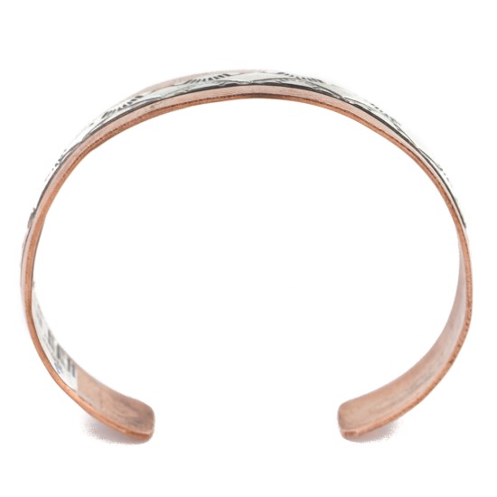 Handmade Mountain Certified Authentic Navajo Pure .925 Sterling Silver Copper Native American Bracelet 12809-3