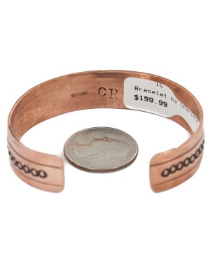 Handmade Mountain Certified Authentic Navajo Pure .925 Sterling Silver Copper Native American Bracelet 12809-3