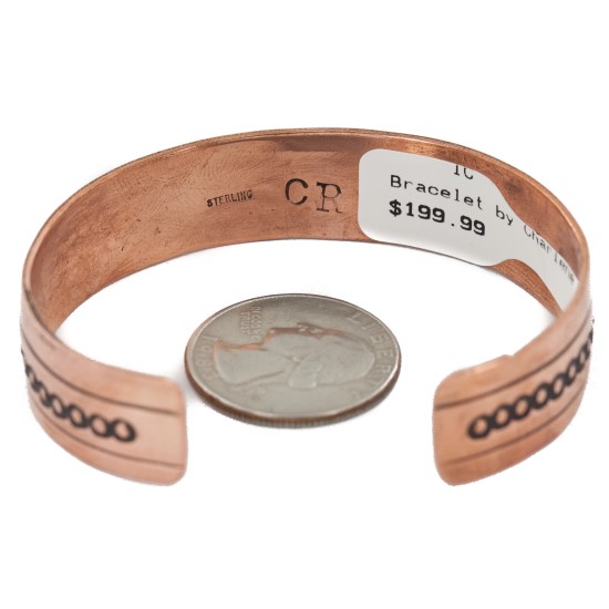Handmade Mountain Certified Authentic Navajo Pure .925 Sterling Silver Copper Native American Bracelet 12809-3
