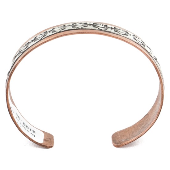 Handmade Sun Certified Authentic Navajo Pure .925 Sterling Silver Copper Native American Bracelet 12809-6