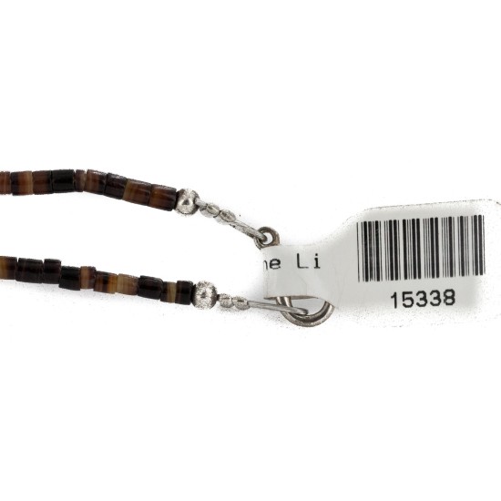 Certified Authentic .925 Sterling Silver Handmade Natural Turquoise and Tigers Eye Native American Necklace 15037-15338