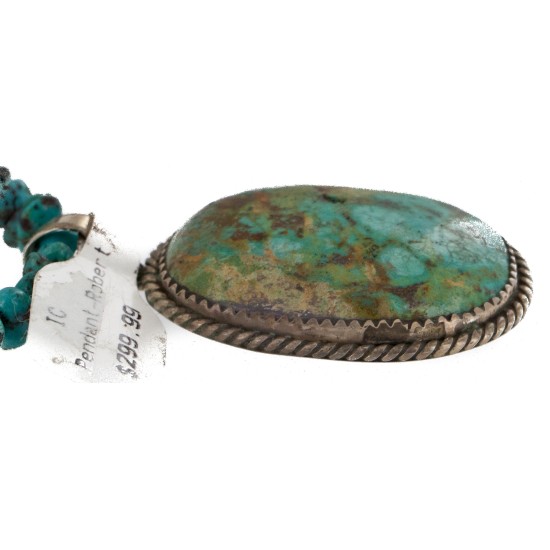 .925 Sterling Silver Handmade Certified Authentic Navajo Natural Turquoise Native American Necklace 15074-15965