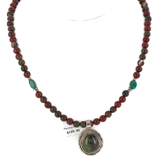 .925 Sterling Silver Handmade Navajo Natural Turquoise Agate Native American Necklace 12580-16028-13 .925 Sterling Silver Handmade Navajo Natural Turquoise Agate Native American Necklace 12580-16028-13