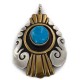 12kt Gold Filled .925 Sterling Silver Handmade Certified Authentic Navajo Natural Turquoise Native American Pendant 24404