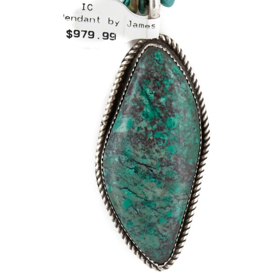 .925 Sterling Silver Handmade Certified Authentic Navajo Natural and Blood Turquoise Coral Native American Necklace 14942-16029-4
