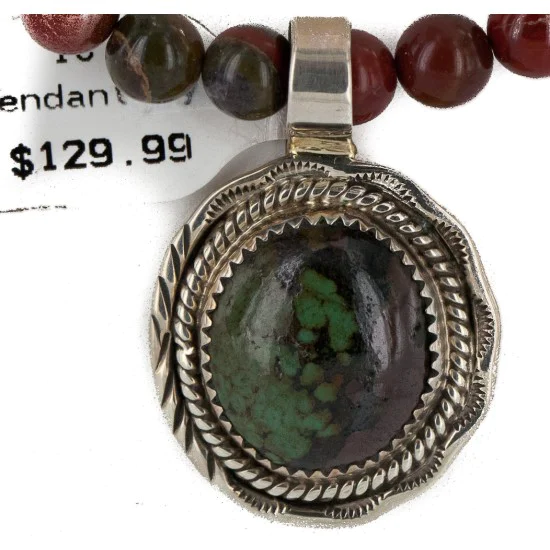 .925 Sterling Silver Handmade Navajo Natural Turquoise Agate Native American Necklace 12580-16028-13 .925 Sterling Silver Handmade Navajo Natural Turquoise Agate Native American Necklace 12580-16028-13