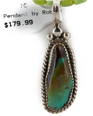 .925 Sterling Silver Handmade Certified Authentic Navajo Natural Turquoise Gaspeite Native American Necklace 24395-15375