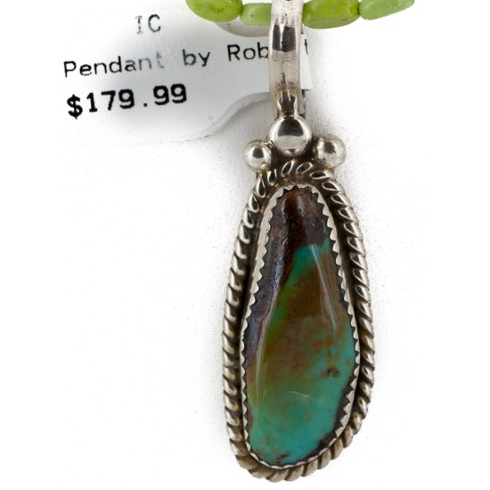 .925 Sterling Silver Handmade Certified Authentic Navajo Natural Turquoise Gaspeite Native American Necklace 24395-15375 .925 Sterling Silver Handmade Certified Authentic Navajo Natural Turquoise Gaspeite Native American Necklace 24395-15375