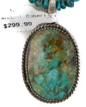 .925 Sterling Silver Handmade Certified Authentic Navajo Natural Turquoise Native American Necklace 15074-15965