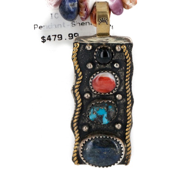 Certified Authentic 12kt Gold Filled and .925 Sterling Silver Handmade Natural Turquoise Multicolor Stones Native American Necklace 24335-3-15744