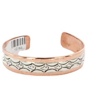 Handmade Bear Certified Authentic Navajo Pure .925 Sterling Silver Copper Native American Bracelet 12762-5