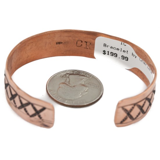 Handmade Certified Authentic Navajo .925 Sterling Silver and Pure Copper Native American Bracelet 12809-7
