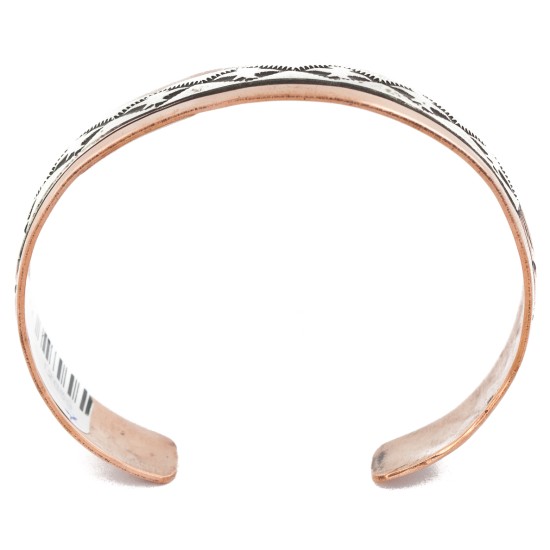 Handmade Certified Authentic Navajo .925 Sterling Silver and Pure Copper Native American Bracelet 12809-7