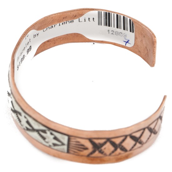 Handmade Certified Authentic Navajo .925 Sterling Silver and Pure Copper Native American Bracelet 12809-7