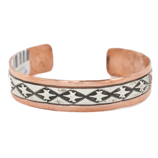 Handmade Certified Authentic Navajo .925 Sterling Silver and Pure Copper Native American Bracelet 12809-7