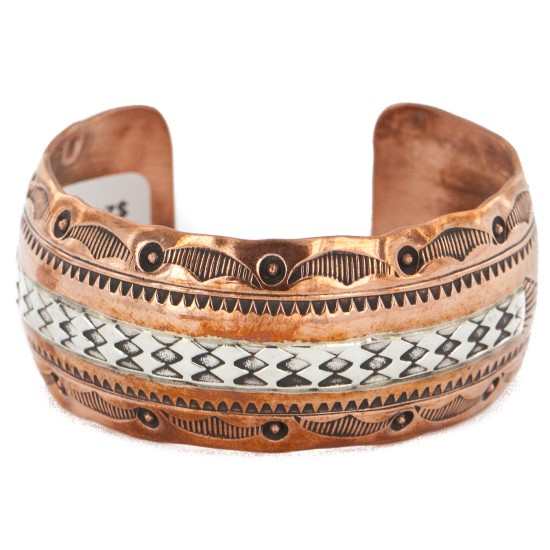 Handmade Certified Authentic Navajo Pure .925 Sterling Silver and Copper Native American Bracelet 12843-3