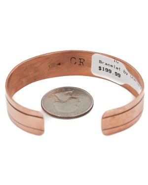 Handmade Certified Authentic Navajo Pure .925 Sterling Silver Copper Native American Bracelet 12809-4