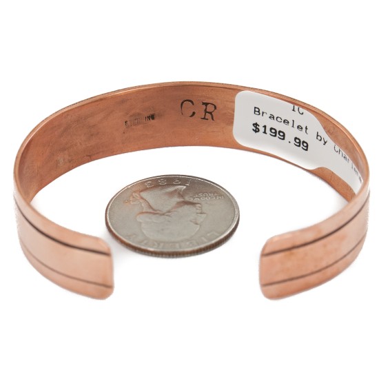 Handmade Certified Authentic Navajo Pure .925 Sterling Silver Copper Native American Bracelet 12809-4