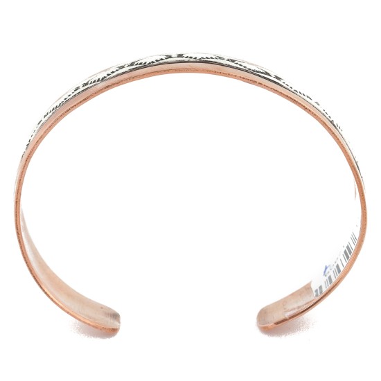 Handmade Certified Authentic Navajo Pure .925 Sterling Silver Copper Native American Bracelet 12809-4