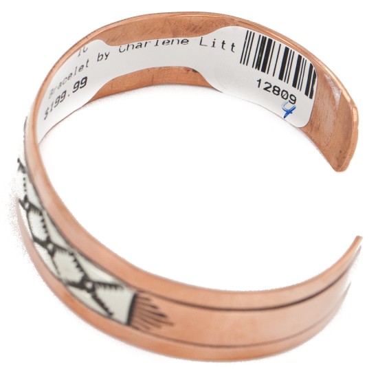 Handmade Certified Authentic Navajo Pure .925 Sterling Silver Copper Native American Bracelet 12809-4