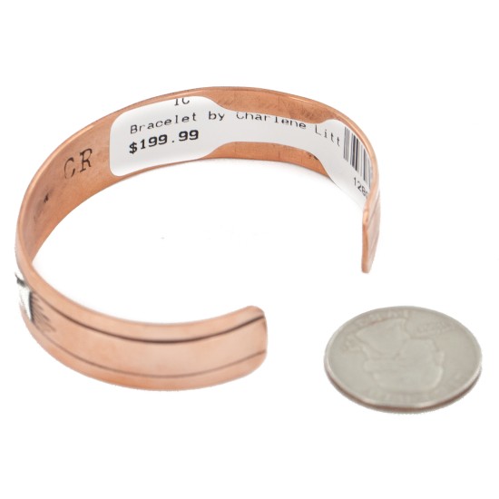 Handmade Certified Authentic Navajo Pure .925 Sterling Silver Copper Native American Bracelet 12809-4