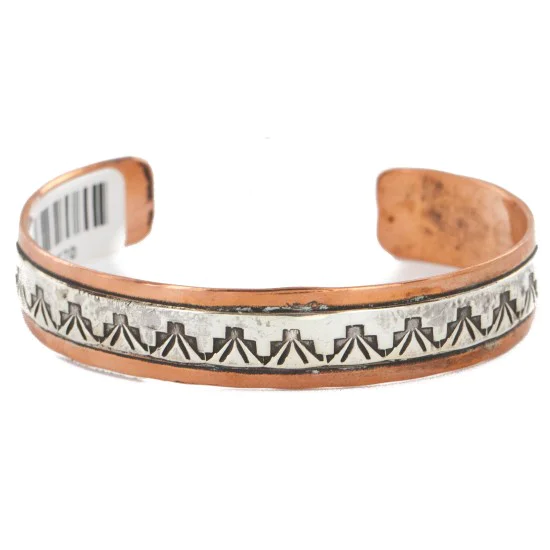 Handmade Navajo Pure .925 Sterling Silver and Copper Bracelet NB151108040241
