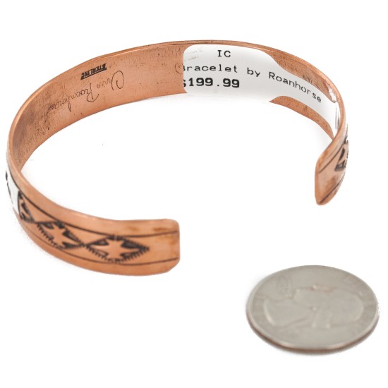 Handmade Certified Authentic Roanhorse Navajo Pure .925 Sterling Silver and Copper Native American Bracelet 12770
