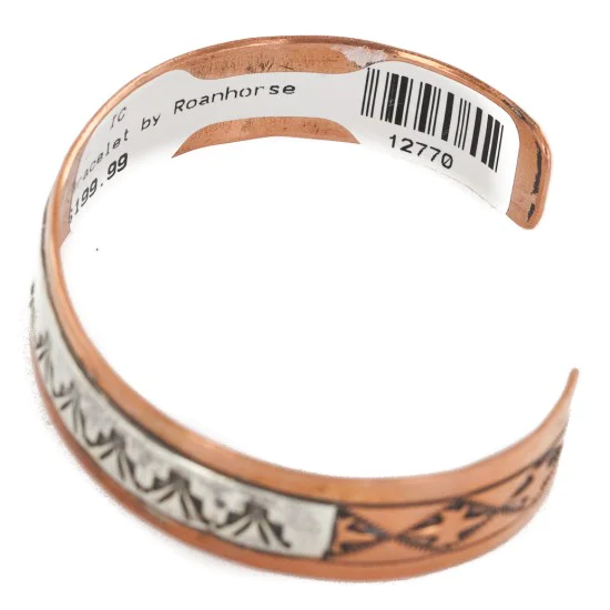 Handmade Navajo Pure .925 Sterling Silver and Copper Bracelet NB151108040241