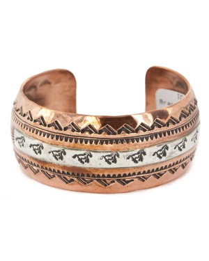 Horse Handmade Certified Authentic Navajo Pure .925 Sterling Silver and Copper Native American Bracelet 12843-8