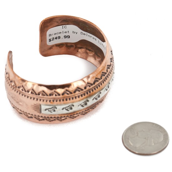 Horse Handmade Certified Authentic Navajo Pure .925 Sterling Silver and Copper Native American Bracelet 12843-8