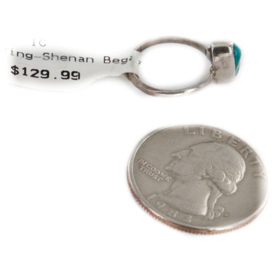 925 Sterling Silver Handmade Certified Authentic Navajo Natural Turquoise Native American Ring  16803-0