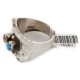 .925 Sterling Silver Handmade Hammered Certified Authentic Navajo Natural Turquoise and Spiny Oyster Native American Ring  16287