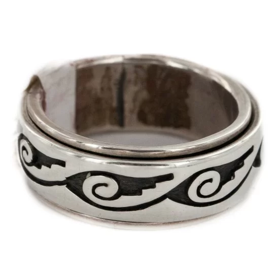 925 Sterling Silver Handmade Hopi Native American Spinning Ring 15672 925 Sterling Silver Handmade Hopi Native American Spinning Ring 15672