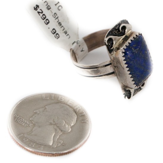 925 Sterling Silver Handmade Certified Authentic Navajo Natural Lapis Native American Ring  12645