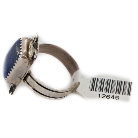 925 Sterling Silver Handmade Certified Authentic Navajo Natural Lapis Native American Ring  12645
