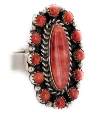 925 Sterling Silver Handmade Certified Authentic Navajo Natural Spiny Oyster Native American Ring  16607