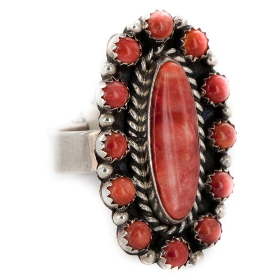 925 Sterling Silver Handmade Certified Authentic Navajo Natural Spiny Oyster Native American Ring  16607