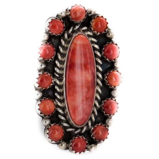 925 Sterling Silver Handmade Certified Authentic Navajo Natural Spiny Oyster Native American Ring  16607