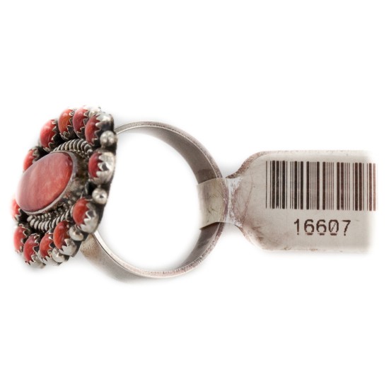 925 Sterling Silver Handmade Certified Authentic Navajo Natural Spiny Oyster Native American Ring  16607