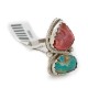 .925 Sterling Silver Handmade Certified Authentic Navajo Natural Turquoise and Spiny Oyster Native American Ring  16989