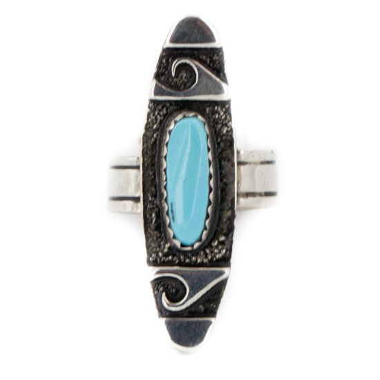 925 Sterling Silver Handmade Certified Authentic Navajo Natural Turquoise Native American Ring 12646-00 925 Sterling Silver Handmade Certified Authentic Navajo Natural Turquoise Native American Ring 12646-00