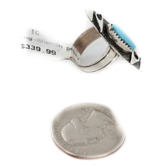 925 Sterling Silver Handmade Certified Authentic Navajo Natural Turquoise Native American Ring 12646-00 925 Sterling Silver Handmade Certified Authentic Navajo Natural Turquoise Native American Ring 12646-00
