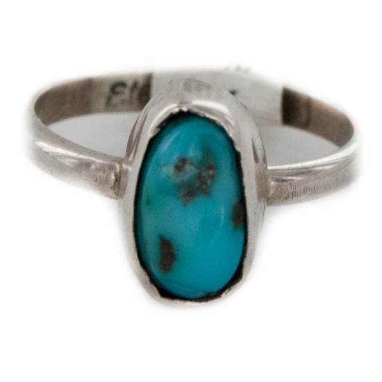 925 Sterling Silver Handmade Certified Authentic Navajo Natural Turquoise Native American Ring  16803-0
