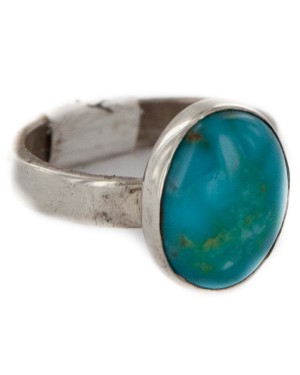 925 Sterling Silver Handmade Certified Authentic Navajo Natural Turquoise Native American Ring  16803-00