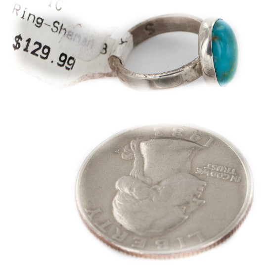 925 Sterling Silver Handmade Certified Authentic Navajo Natural Turquoise Native American Ring  16803-00