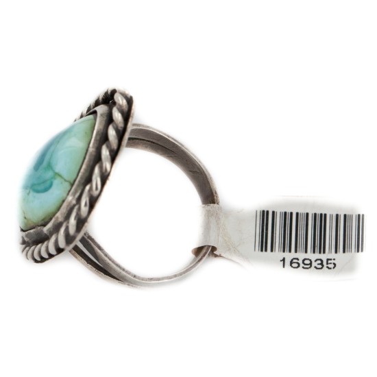 925 Sterling Silver Handmade Certified Authentic Navajo Natural Turquoise Native American Ring  16935
